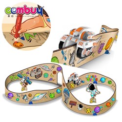 KB043820-1 KB043927-KB043928 - Assembly cardboard electric space tank car diy painting paper track set toys